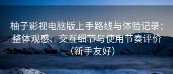 柚子影视电脑版上手路线与体验记录：整体观感、交互细节与使用节奏评价（新手友好）