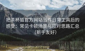 把茶杯狐官方网站当作日常工具后的感受：常见卡顿场景与应对思路汇总（新手友好）